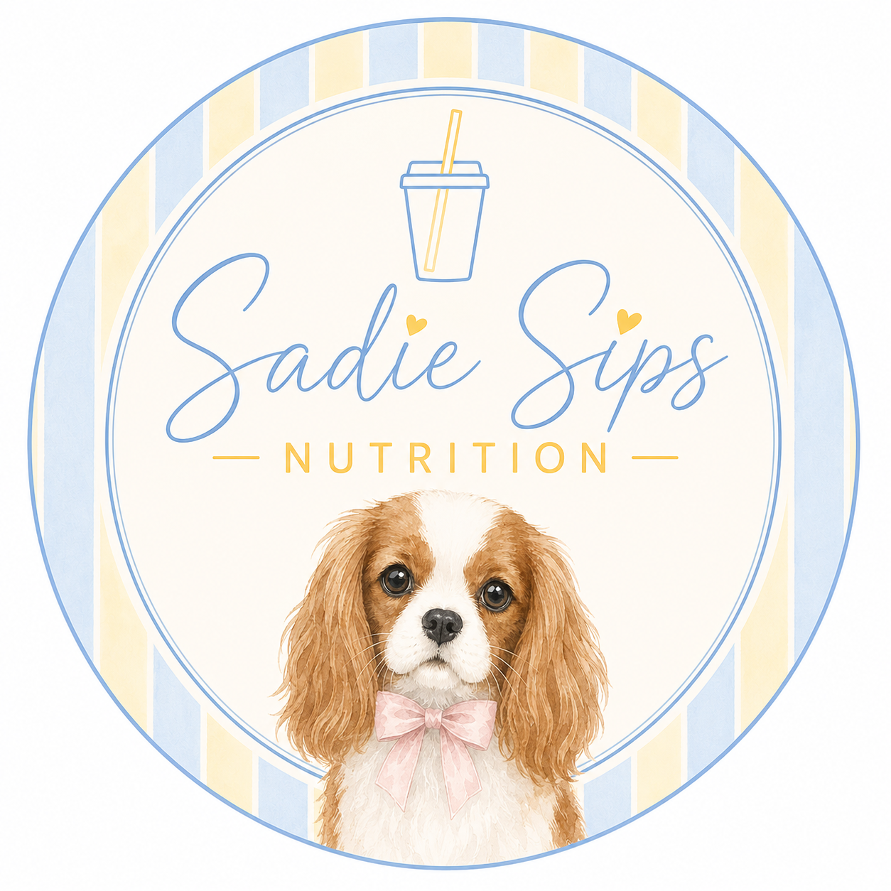 Sadie Sips Nutrition logo featuring our mascot, Sadie